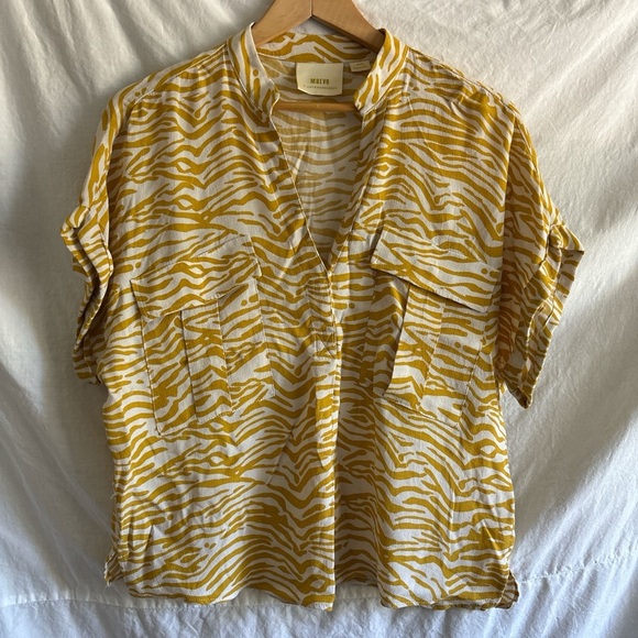 Maeve Yellow and White Zebra Print Tunic - Picture 1 of 5